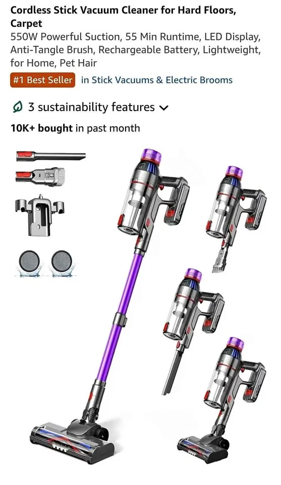 Vacuum Cleaner Cordless Stick