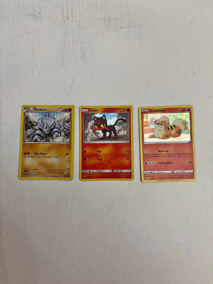 Pokémon Cards McDonalds 2015 Rhyhorn 2016 Litten 2022 Growlithe