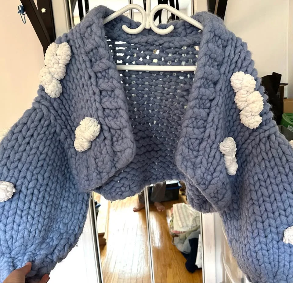 Heyays Chunky Knit Blue Cloud Cardigan image indicator(2)