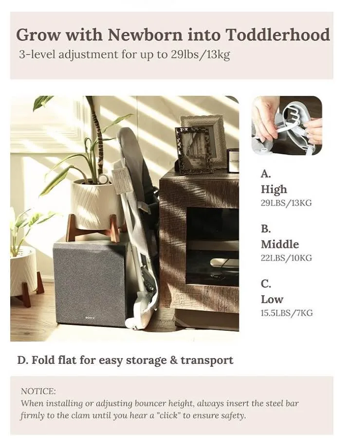 CuddoBaby 4-in-1 Baby Bouncer w/ Piano & Tray image indicator(4)