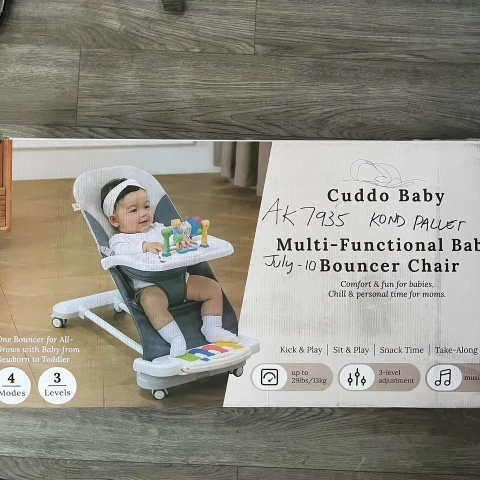 CuddoBaby 4-in-1 Baby Bouncer w/ Piano & Tray image indicator(8)