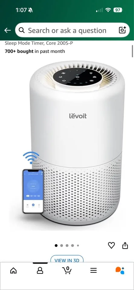 LEVOIT Core 200S-P Smart Air Purifier - Excellent (Used) image indicator(2)