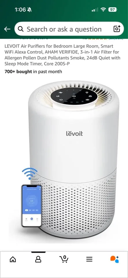 LEVOIT Core 200S-P Smart Air Purifier - Excellent (Used) image indicator(3)