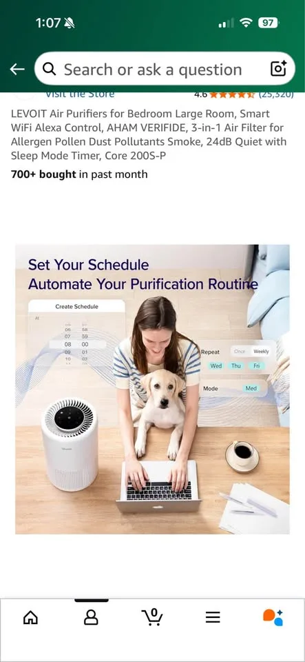 LEVOIT Core 200S-P Smart Air Purifier - Excellent (Used) image indicator(7)