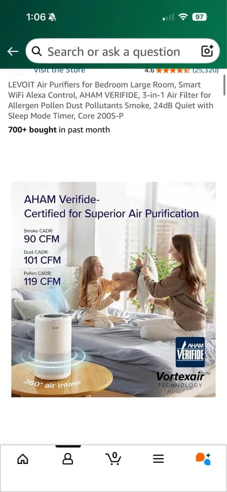 LEVOIT Core 200S-P Smart Air Purifier - Excellent (Used) image indicator(8)