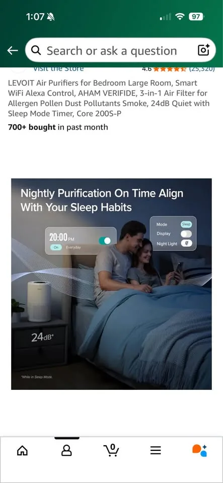LEVOIT Core 200S-P Smart Air Purifier - Excellent (Used) image indicator(9)