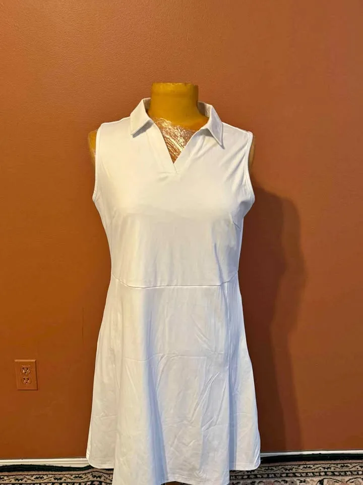 Brand New Size M White Sleeveless Collared Dress – Size M