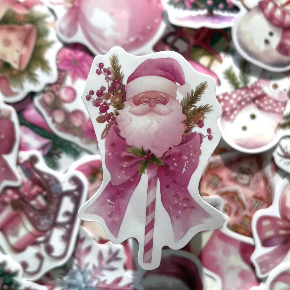 Pack of 50 Cute Pink Christmas Holiday Stickers image indicator(5)