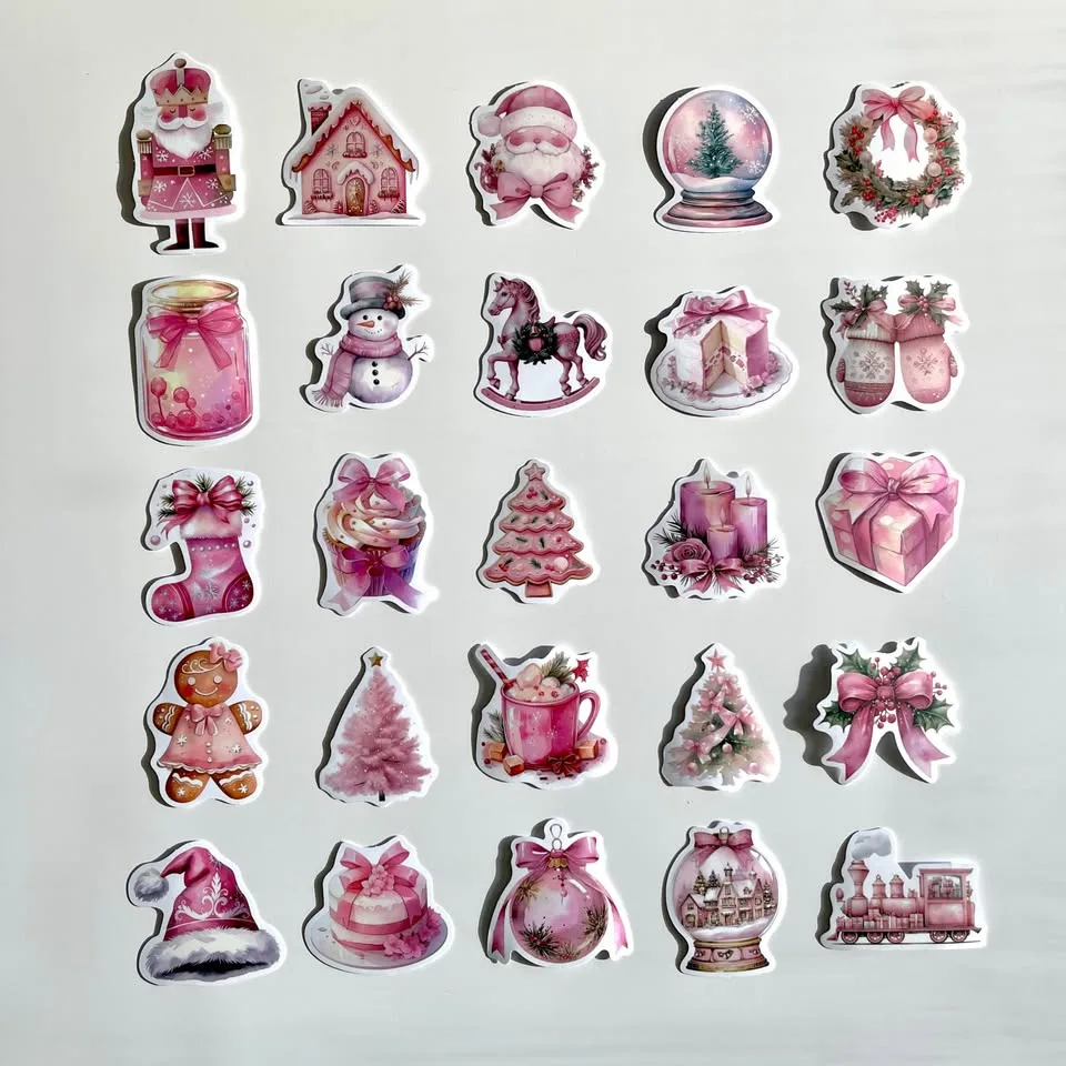 Pack of 50 Cute Pink Christmas Holiday Stickers image indicator(8)