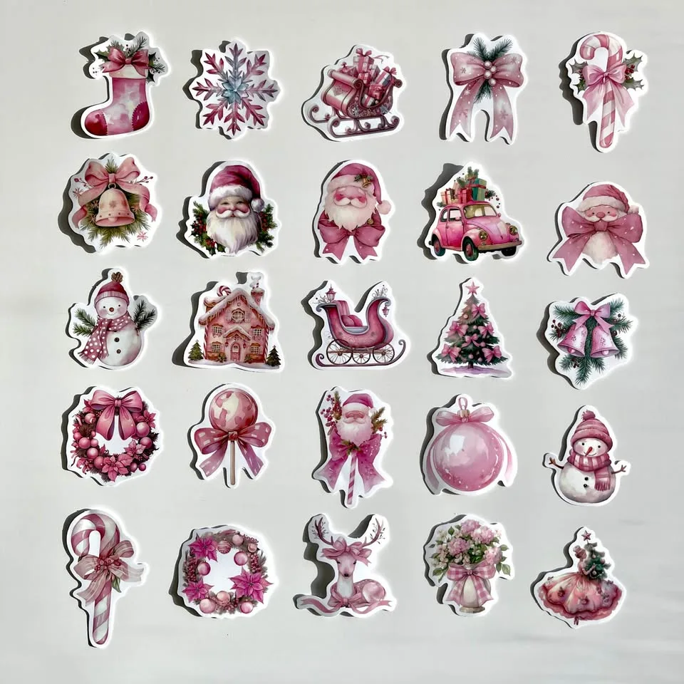Pack of 50 Cute Pink Christmas Holiday Stickers image indicator(9)