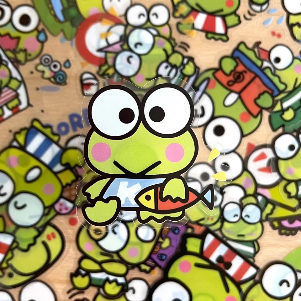 Pack of 50 Cute Keroppi Transparent Stickers image indicator(3)