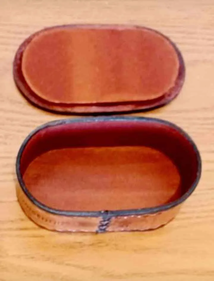 Antique Rare Handmade Leather Keepsake/Trinket Box image indicator(4)