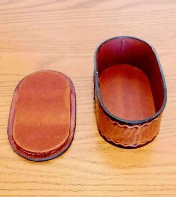 Antique Rare Handmade Leather Keepsake/Trinket Box image indicator(5)