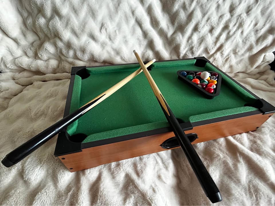 Slightly Used Mini Pool Table with Cue Balls and Sticks - photo 2