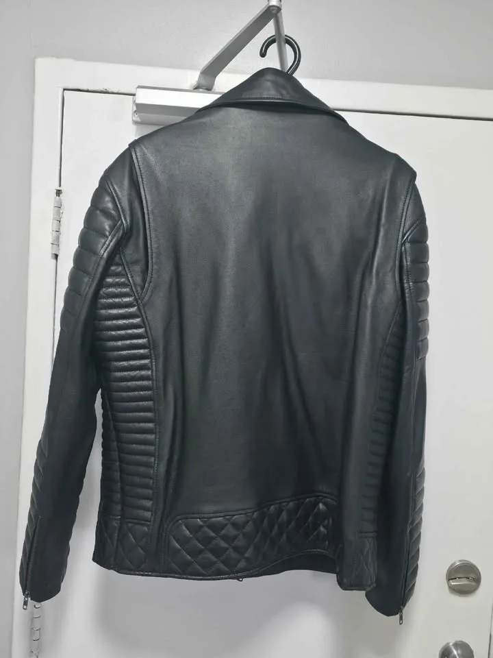 Quilted Biker leather jacket (SIZE LARGE) image indicator(2)