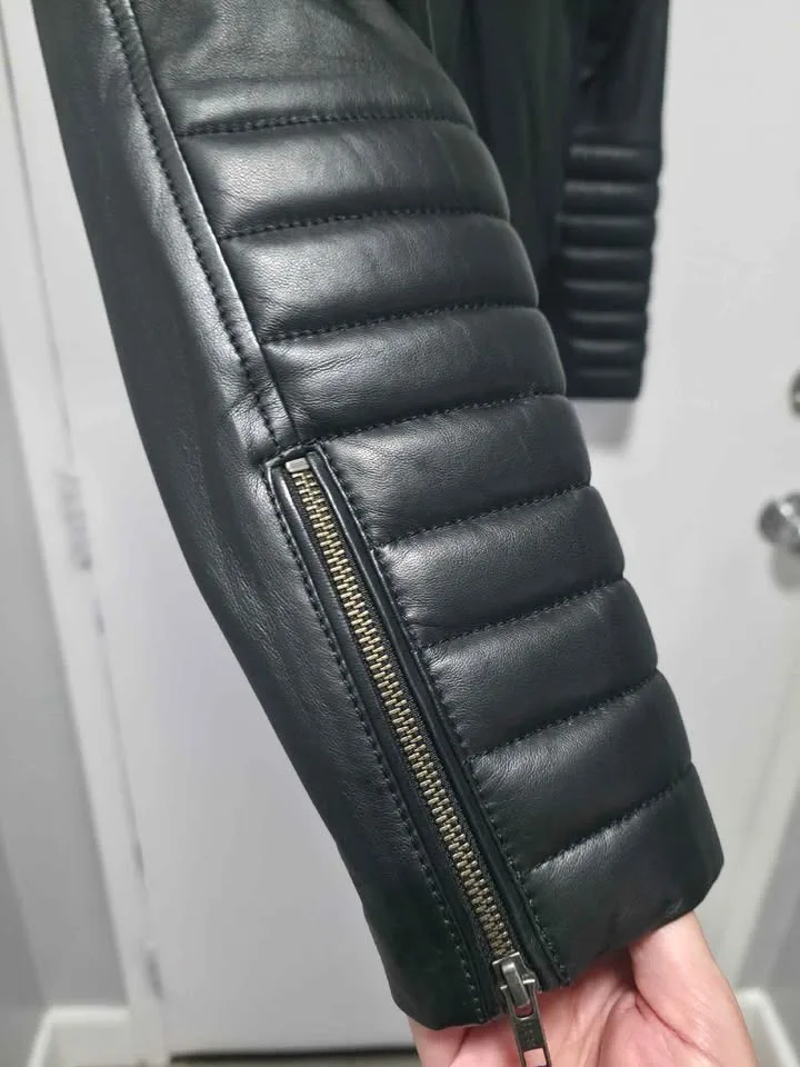 Quilted Biker leather jacket (SIZE LARGE) image indicator(5)