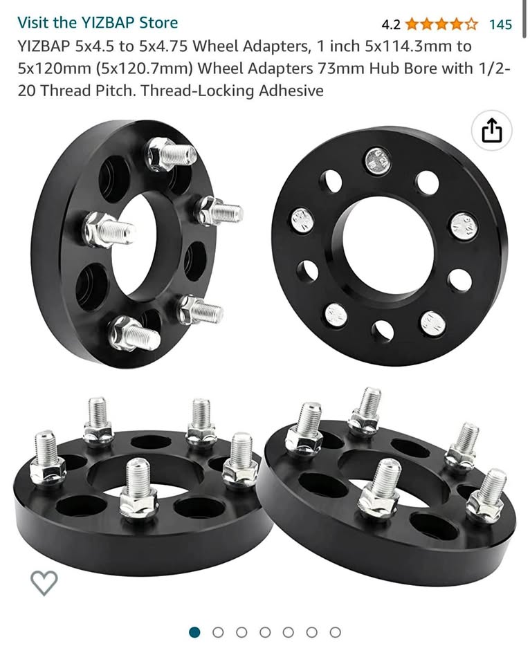 Wheel Adapters 5x4.5 to 5x4.75, 1 inch