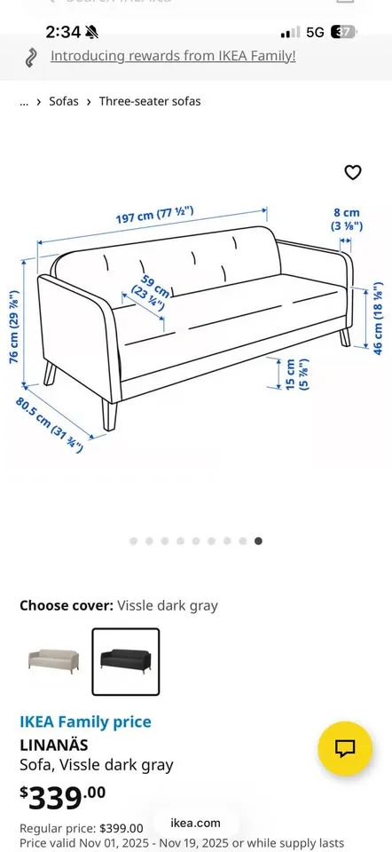 LINANAS IKEA Couch (DELIVERY AVAILABLE) image indicator(3)