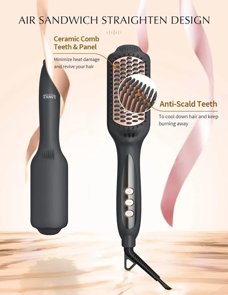 LANDOT Hair Straightening Brush Straightener image indicator(5)