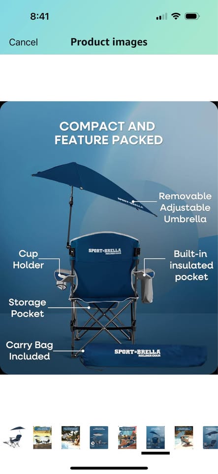 Sport‑Brella Recliner Chair + Umbrella — Excellent Condition (Ch - photo 3
