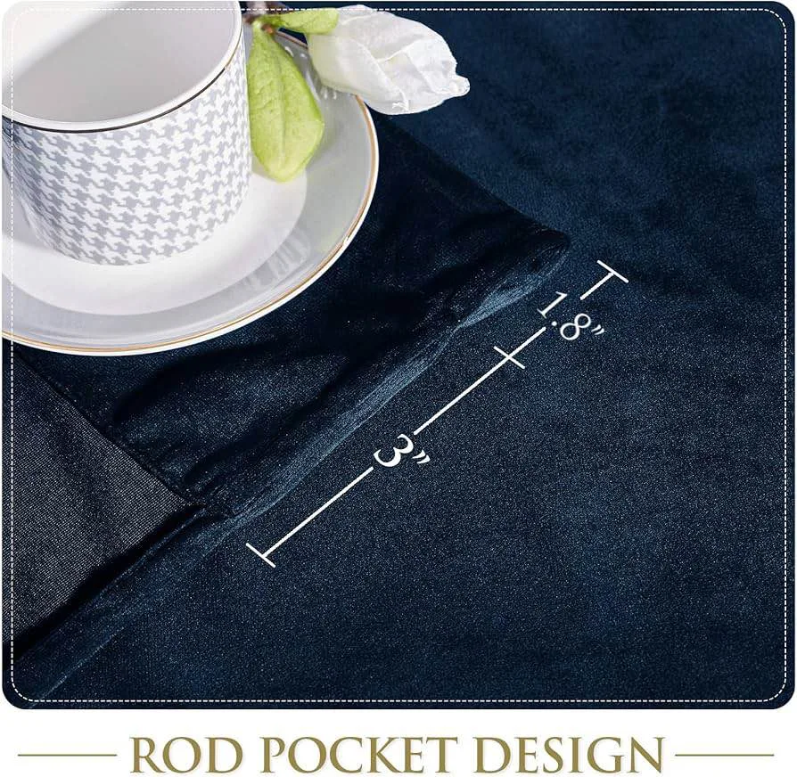 Brand new Navy Blue rod pocket Velvet Curtains W52 x L92 inches image indicator(4)