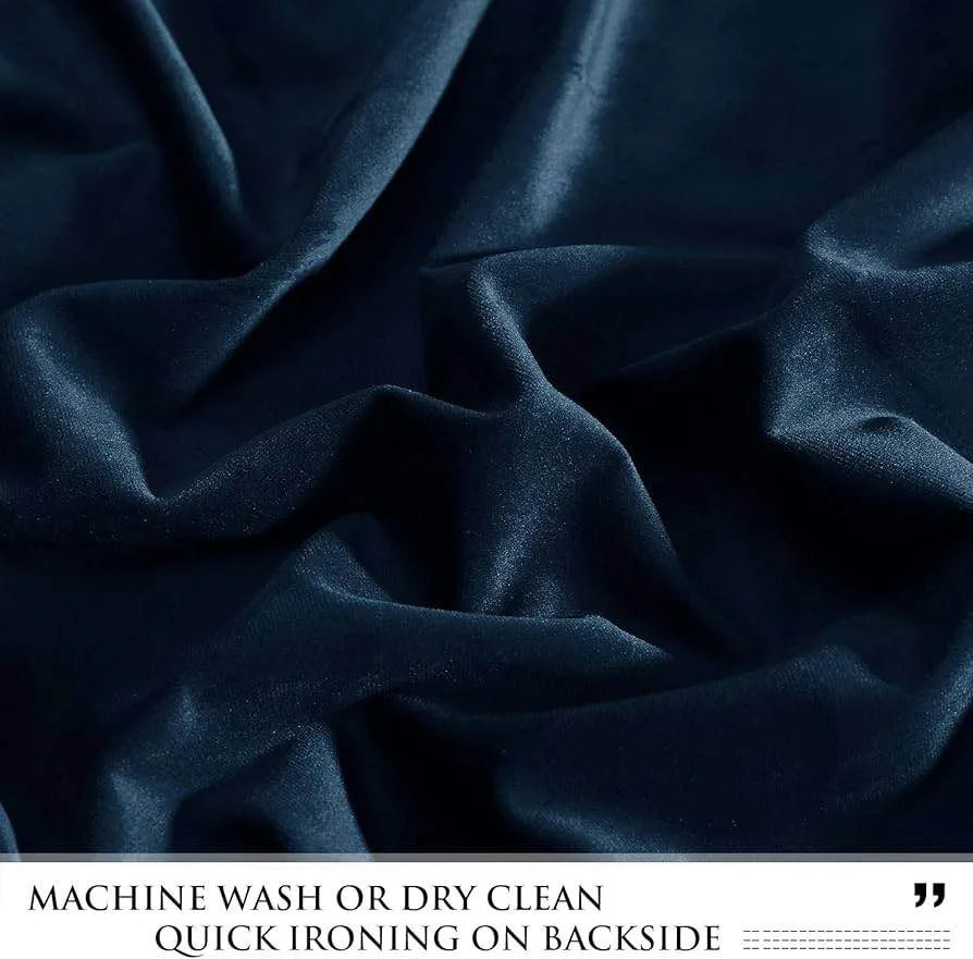 Brand new Navy Blue rod pocket Velvet Curtains W52 x L92 inches image indicator(7)