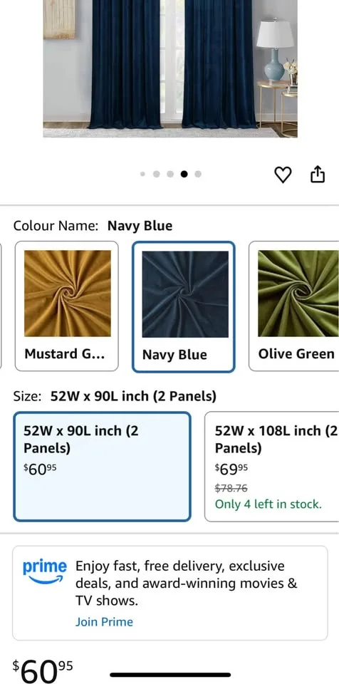 Brand new Navy Blue rod pocket Velvet Curtains W52 x L92 inches image indicator(10)