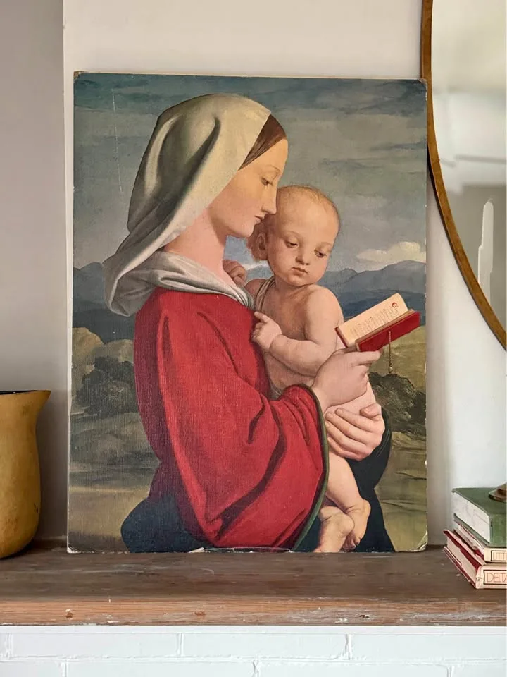 VINTAGE William Dyce Madonna & Child Print 24x18