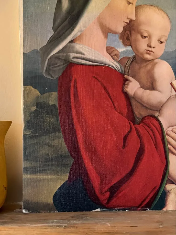 VINTAGE William Dyce Madonna & Child Print 24x18 image indicator(6)