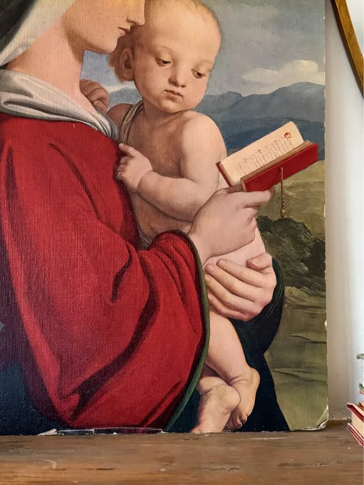 VINTAGE William Dyce Madonna & Child Print 24x18 image indicator(7)