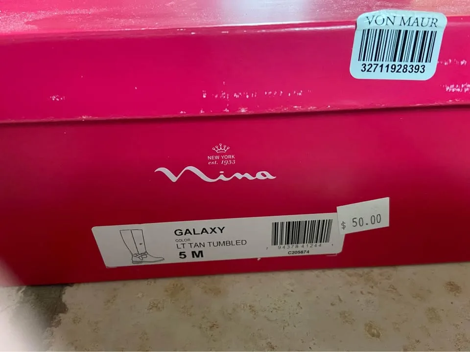 Girl’s Tall Boots, by Nina, in Tan, size 5. *Very good condition image indicator(9)