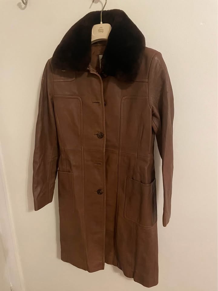 Leather Trench Coat with Fur - photo 2