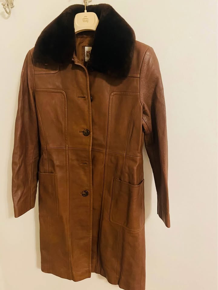 Leather Trench Coat with Fur - photo 3