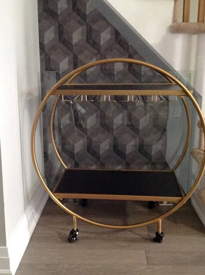 ✨ Chic Gold Bar Cart – Perfect for Entertaining or Home Styling!