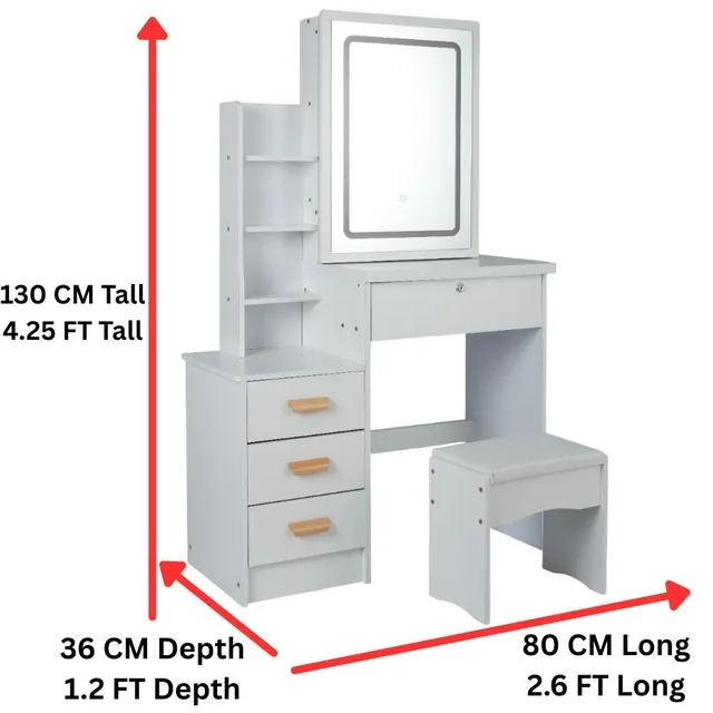 In stock June 20 - Makeup Vanity set with LED Mirror, Desk image indicator(2)