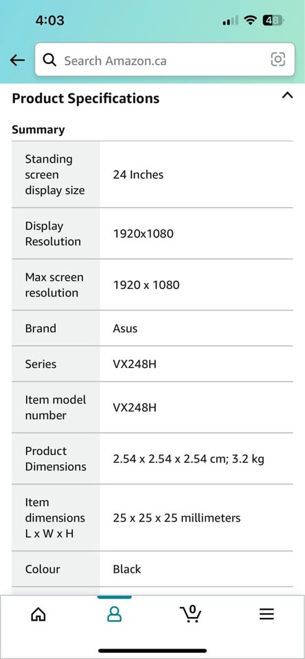 24 INCH 1080P ASUS MONITOR - photo 4