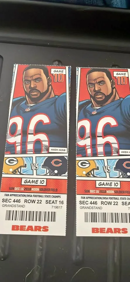 (2) Two Packers at Bears Real Unused Tickets thumbnail