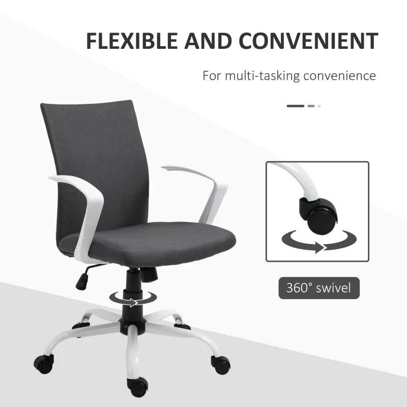 NEW Charcoal Grey Office Chair - Linen Swivel - Perfect WFH! image indicator(4)