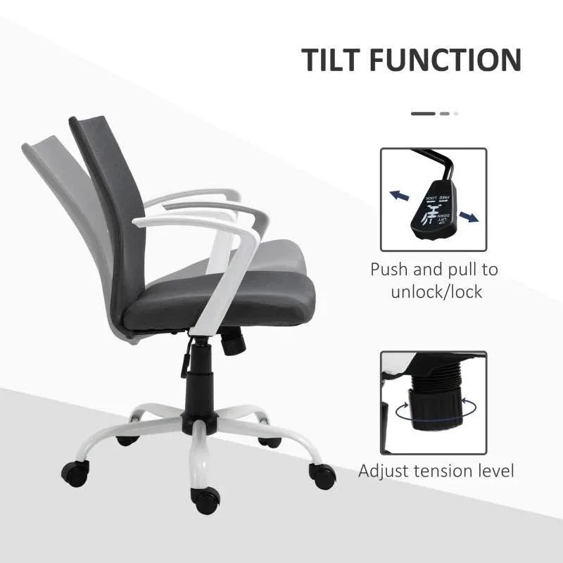 NEW Charcoal Grey Office Chair - Linen Swivel - Perfect WFH! image indicator(5)