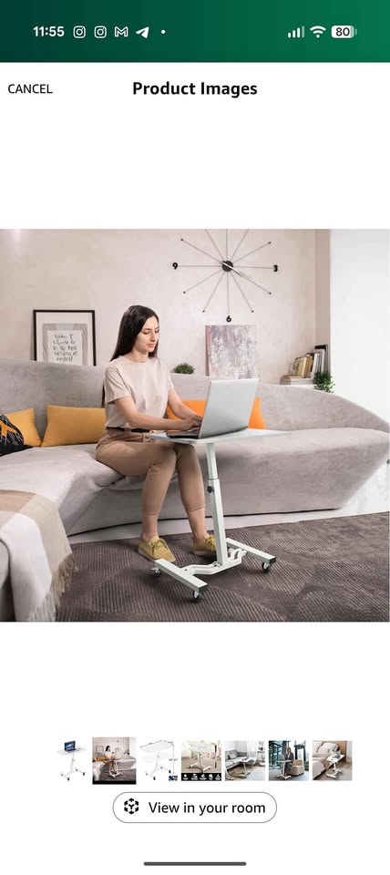 Mobile Height Adjustable Laptop Rolling Cart