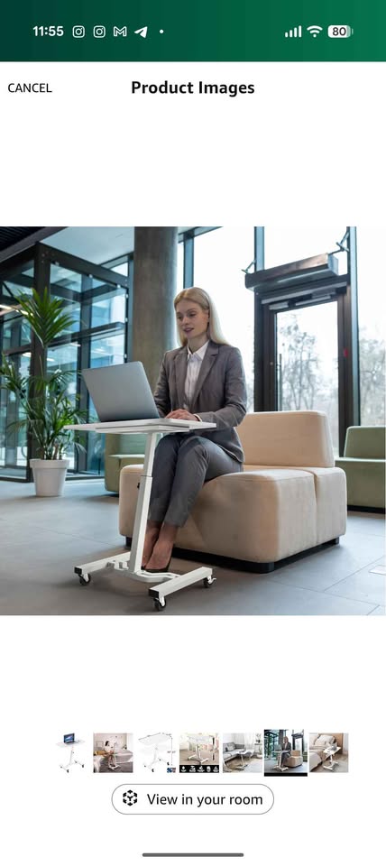 Mobile Height Adjustable Laptop Rolling Cart - photo 2