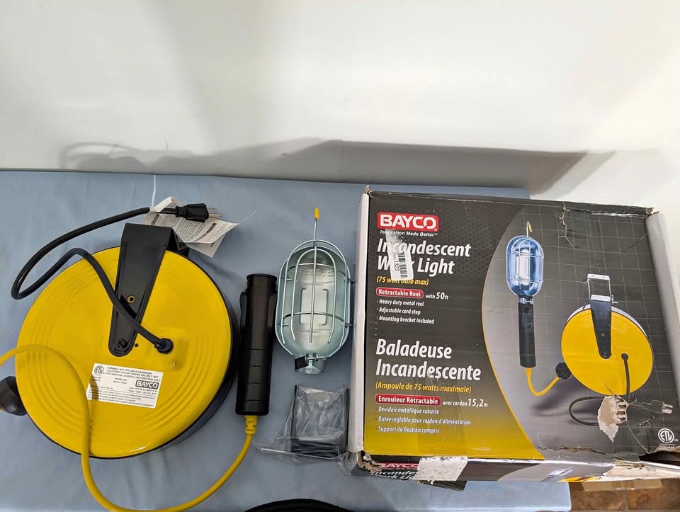 Bayco Utility Light on 50-Foot Metal Reel