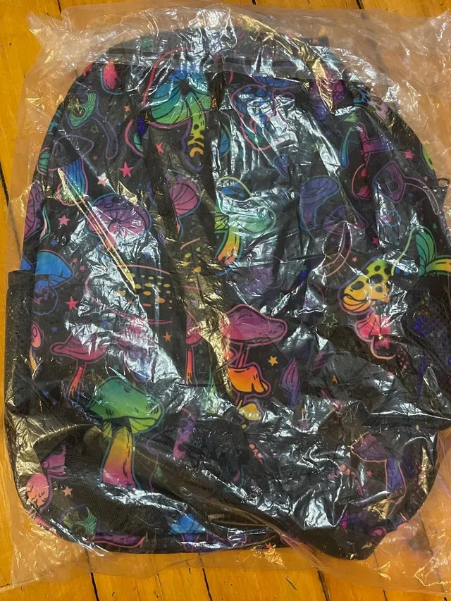 Trippy Mushroom Print Backpack – $20 thumbnail