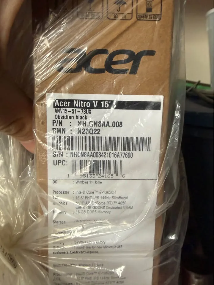 Acer nitro v15 intel core i7 13gen rtx4050 16 gb ram 512 gb