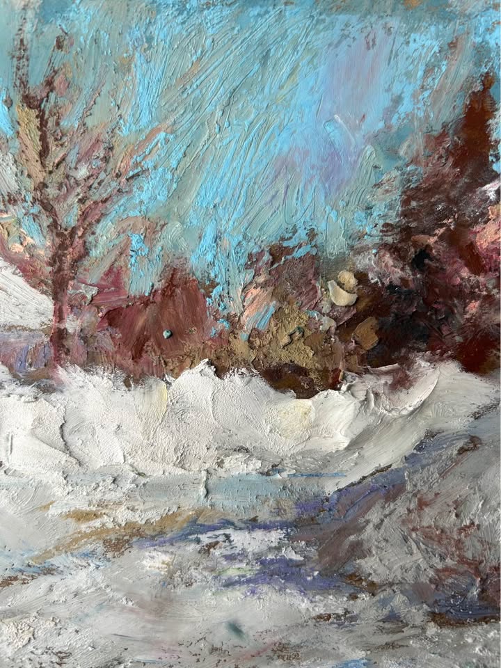 "Snow Day" Original Oil Pastel Painting - photo 3