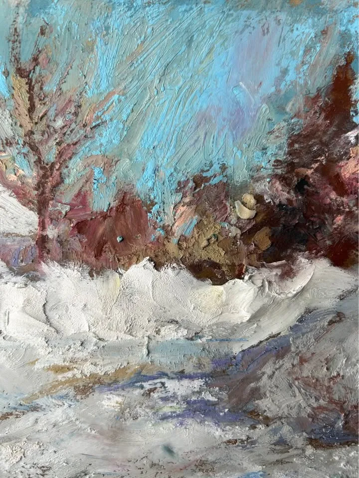 "Snow Day" Original Oil Pastel Painting image indicator(3)