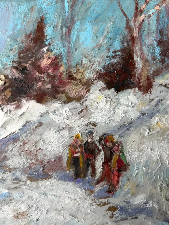"Snow Day" Original Oil Pastel Painting image indicator(4)