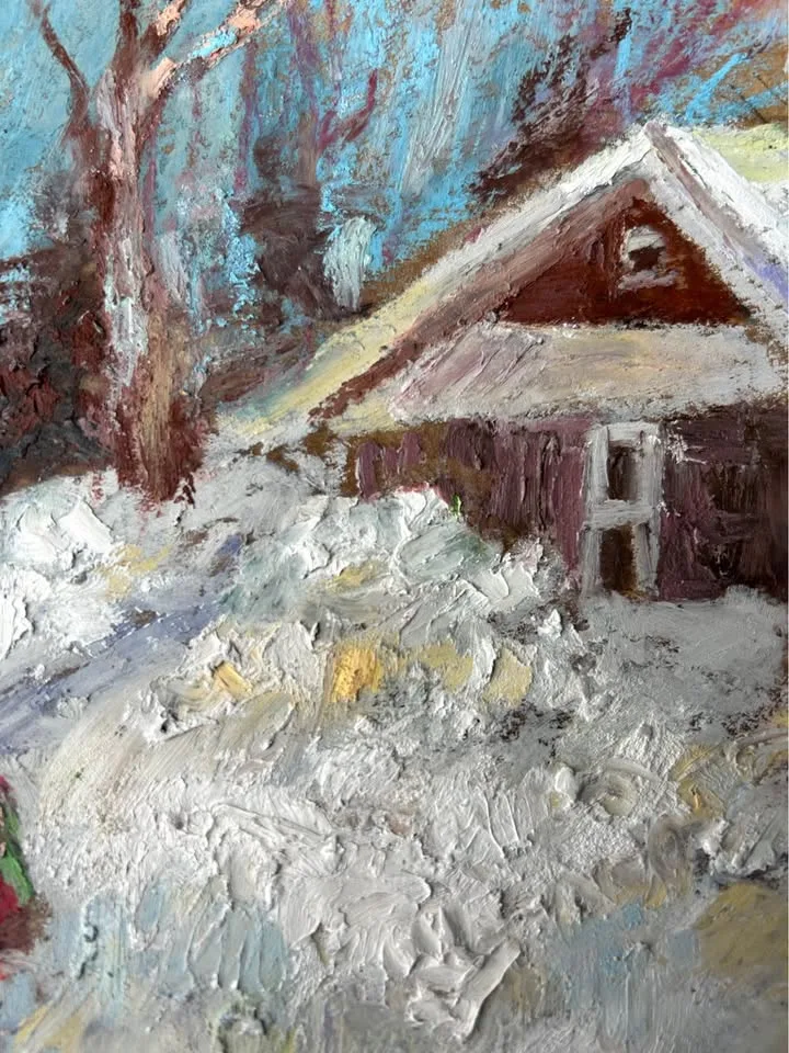 "Snow Day" Original Oil Pastel Painting image indicator(5)