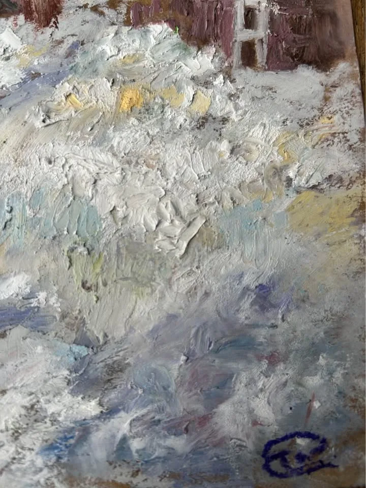 "Snow Day" Original Oil Pastel Painting image indicator(6)