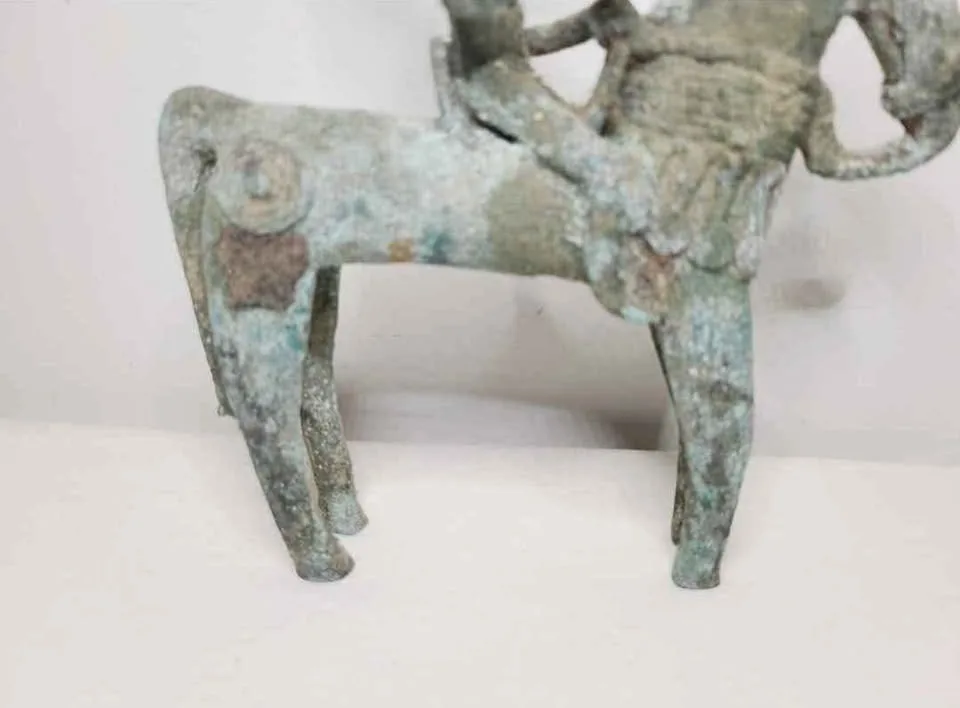 Rare Antique Bronze Dogon Rider & Horse From Mali - Africa - 8"H image indicator(6)